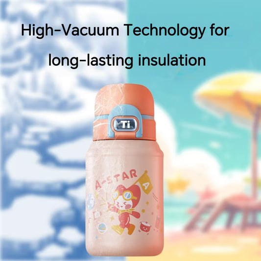 ASD Tixiang Kids Bottle, 620mL Capacity, Pink & Blue Options, Sippy Cup with Carry Sleeve, Thermal Flask.