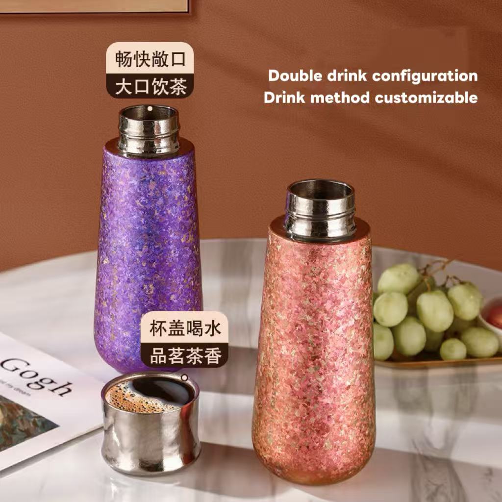 High-appearance pure titanium insulated cup women's cup magnetic suspension titanium cup car portable tea water separation cup