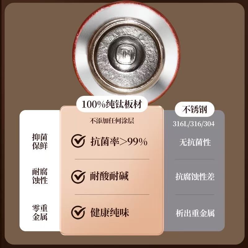 High-appearance pure titanium insulated cup women's cup magnetic suspension titanium cup car portable tea water separation cup