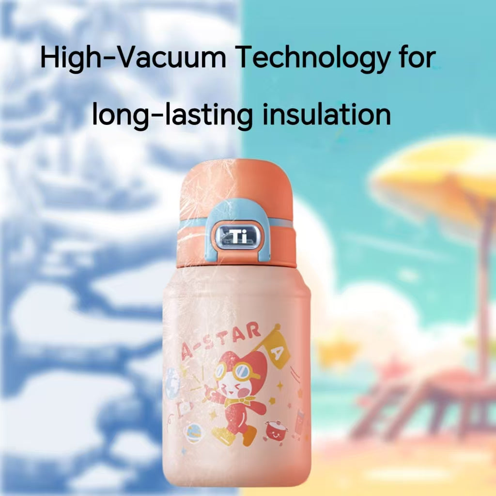 ASD Tixiang Kids Bottle, 620mL Capacity, Pink & Blue Options, Sippy Cup with Carry Sleeve, Thermal Flask.
