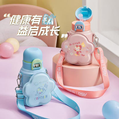 ASD Tixiang Kids Bottle, 620mL Capacity, Pink & Blue Options, Sippy Cup with Carry Sleeve, Thermal Flask.
