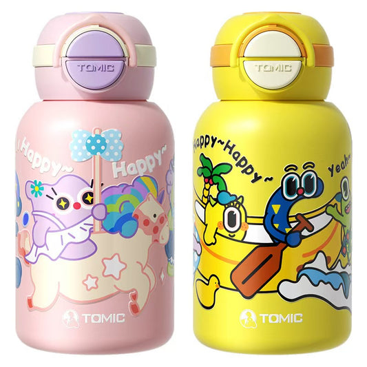 Tomark Pure Titanium Thermos Cup for Kids: Large Capacity, High-Value Aesthetic, Household Stainless Steel Vacuum Insulated Sippy Bottle with Straw