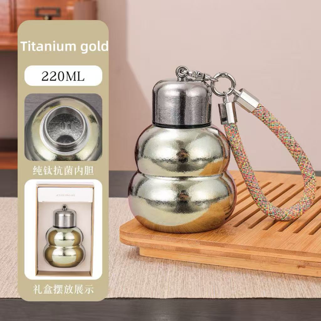 Gourd titanium cup pure titanium insulated cup new model small and portable girl student children's water cup