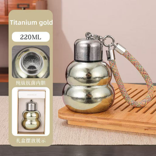 Gourd titanium cup pure titanium insulated cup new model small and portable girl student children's water cup