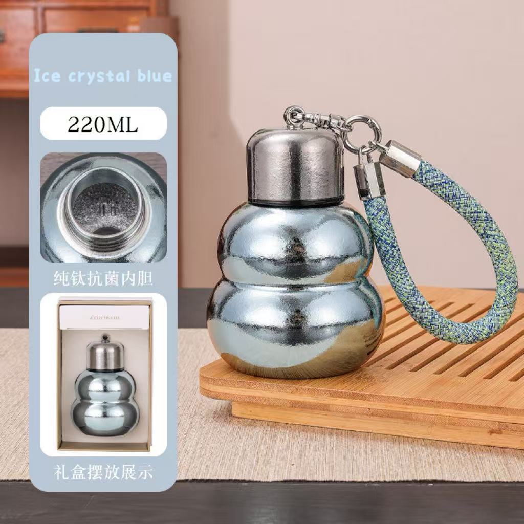 Gourd titanium cup pure titanium insulated cup new model small and portable girl student children's water cup