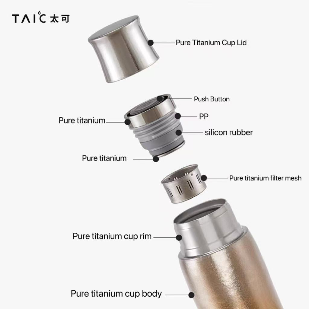 Pure titanium insulated cup, goddess-style slow-cooking tea cup, flower tea and fruit tea, lightweight and high-end, separate liquid compartment cup.