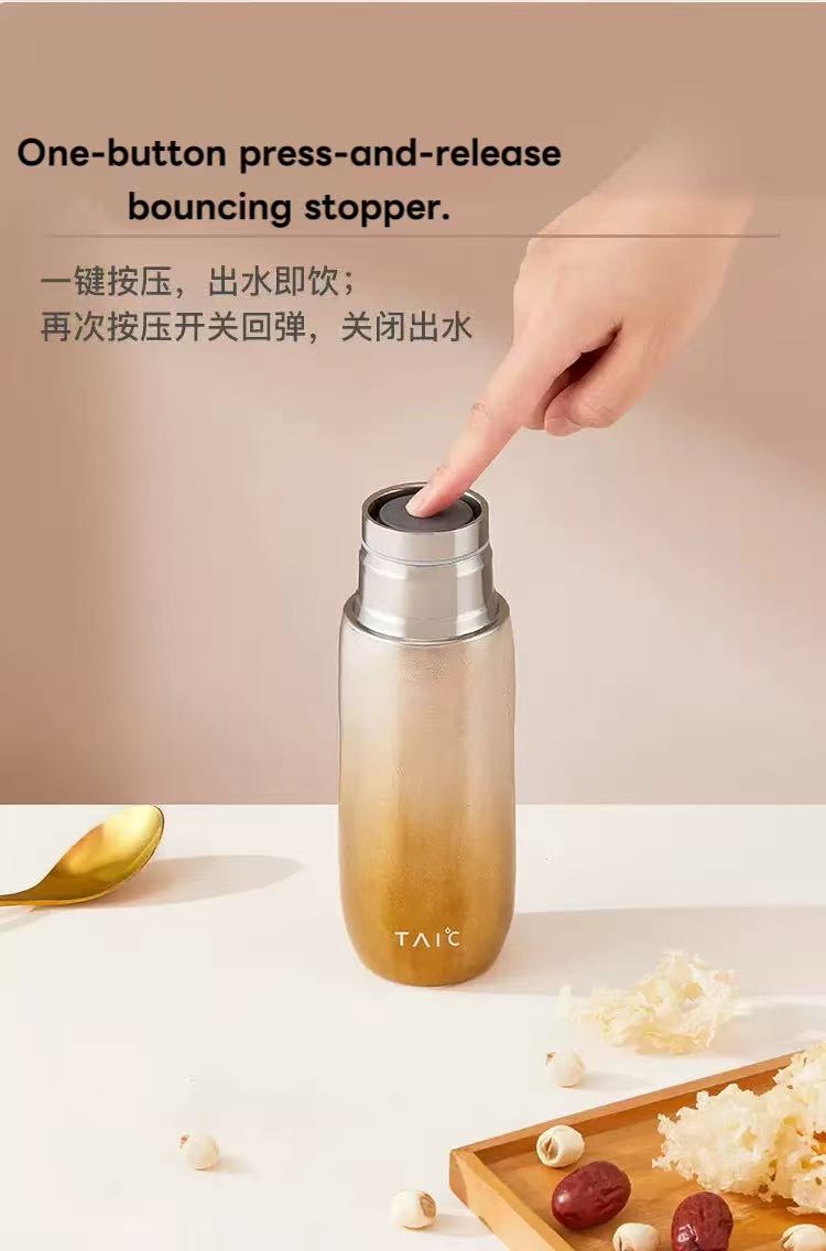 Pure titanium insulated cup, goddess-style slow-cooking tea cup, flower tea and fruit tea, lightweight and high-end, separate liquid compartment cup.
