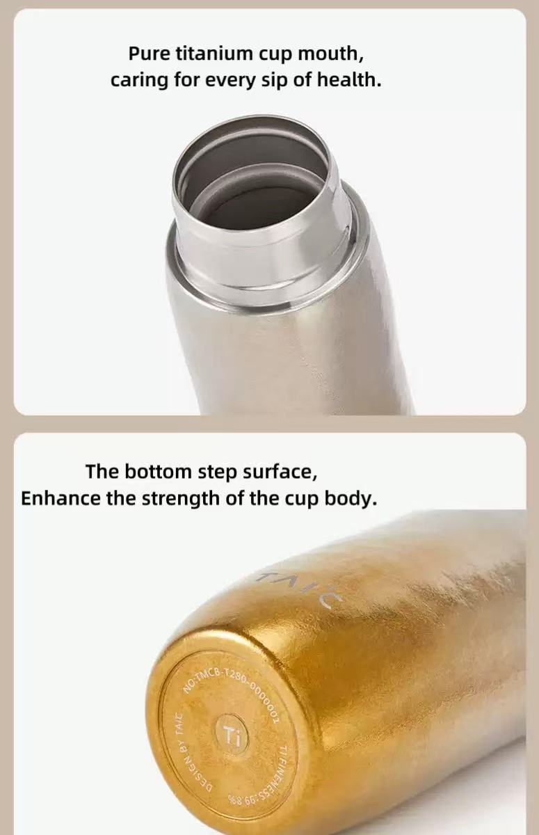 Pure titanium insulated cup, goddess-style slow-cooking tea cup, flower tea and fruit tea, lightweight and high-end, separate liquid compartment cup.